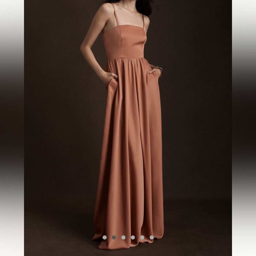 BHLDN Elise Straight Neck Satin A-Line Gown